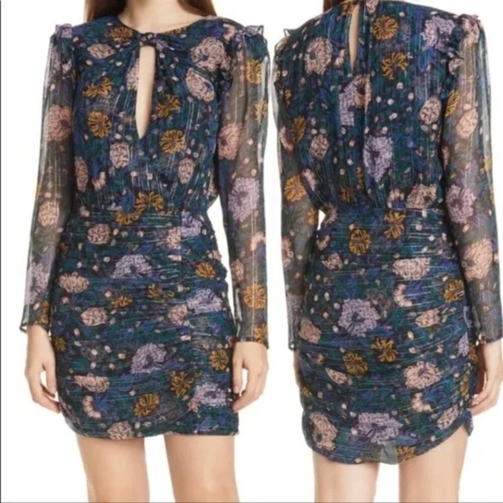 Veronica Beard Peppa Sheer Romantic Floral Silk Mini Blouse Dress Women's size 8 - Picture 2 of 12